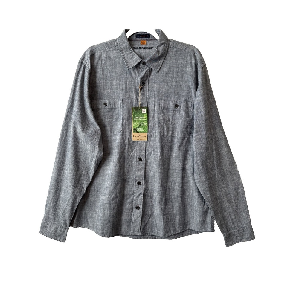 Tailor Vintage Airotec Luxe Performance NWT Men's Button Up Shirt XL Sustainable